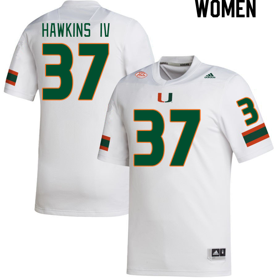 Women #37 William Hawkins IV Miami Hurricanes College Football Jerseys Stitched Sale-White